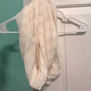 Patterned white infinity scarf